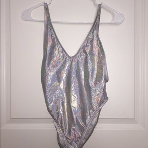 High Leg Holographic One Piece